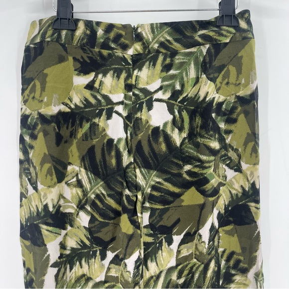 Worth New York Olive Khaki Green Palm Print Crepe De Chine (silk) Sienna Pants - Picture 9 of 12